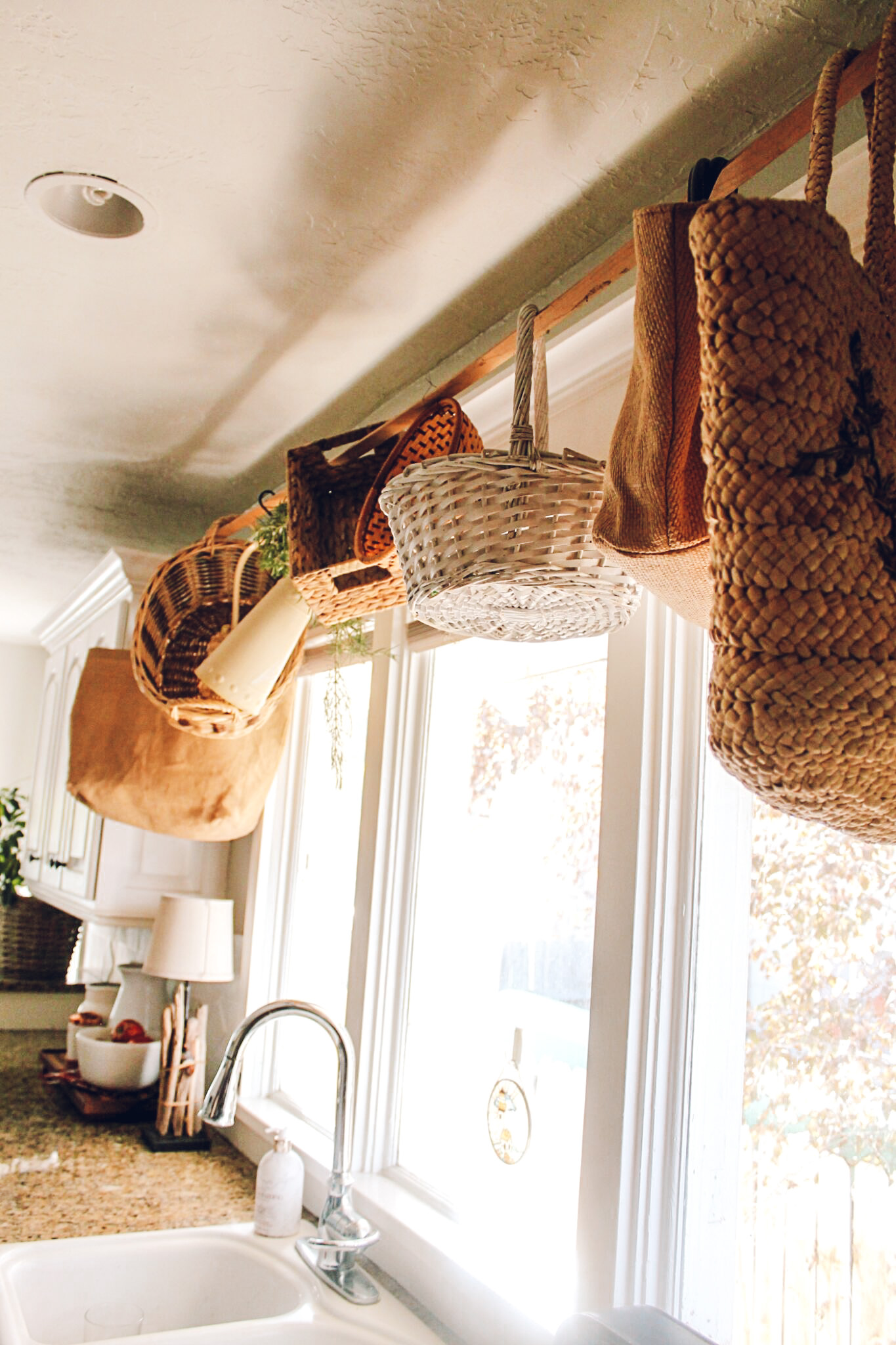 Hanging Baskets in our Kitchen - The Wicker House