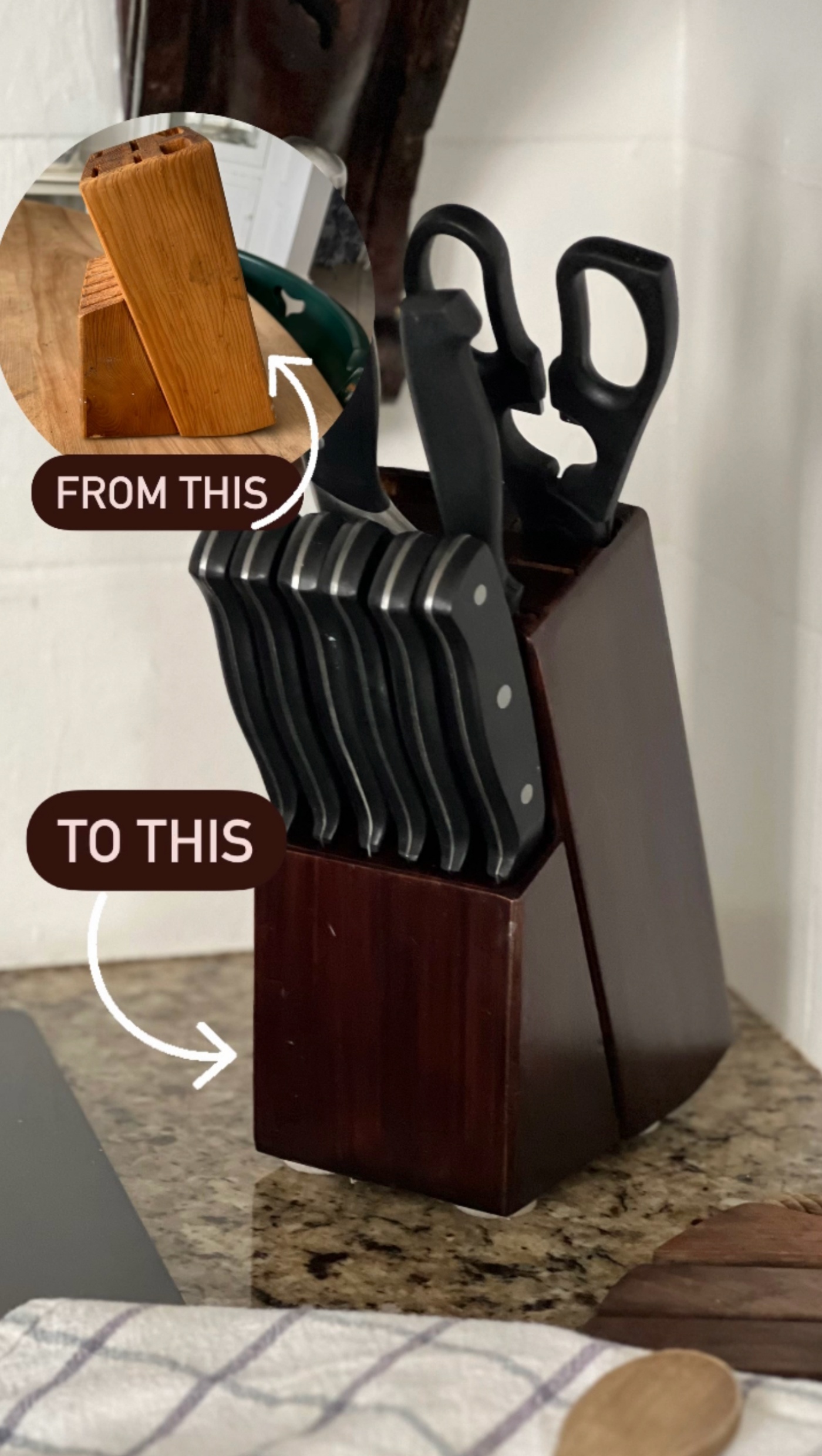 Knife Block Makeover with Gel Stain - The Wicker House