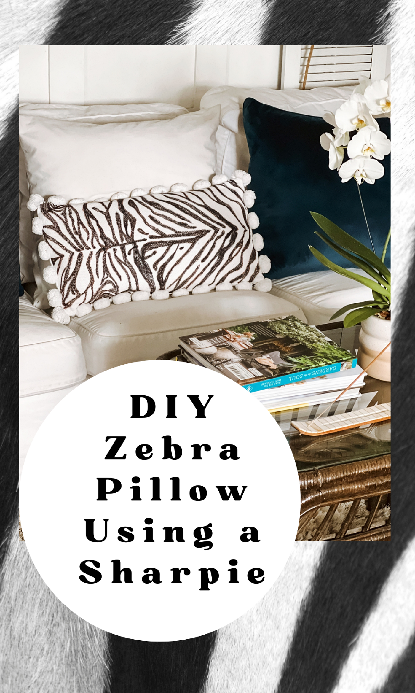 DIY Zebra Pillow Using a Sharpie Marker