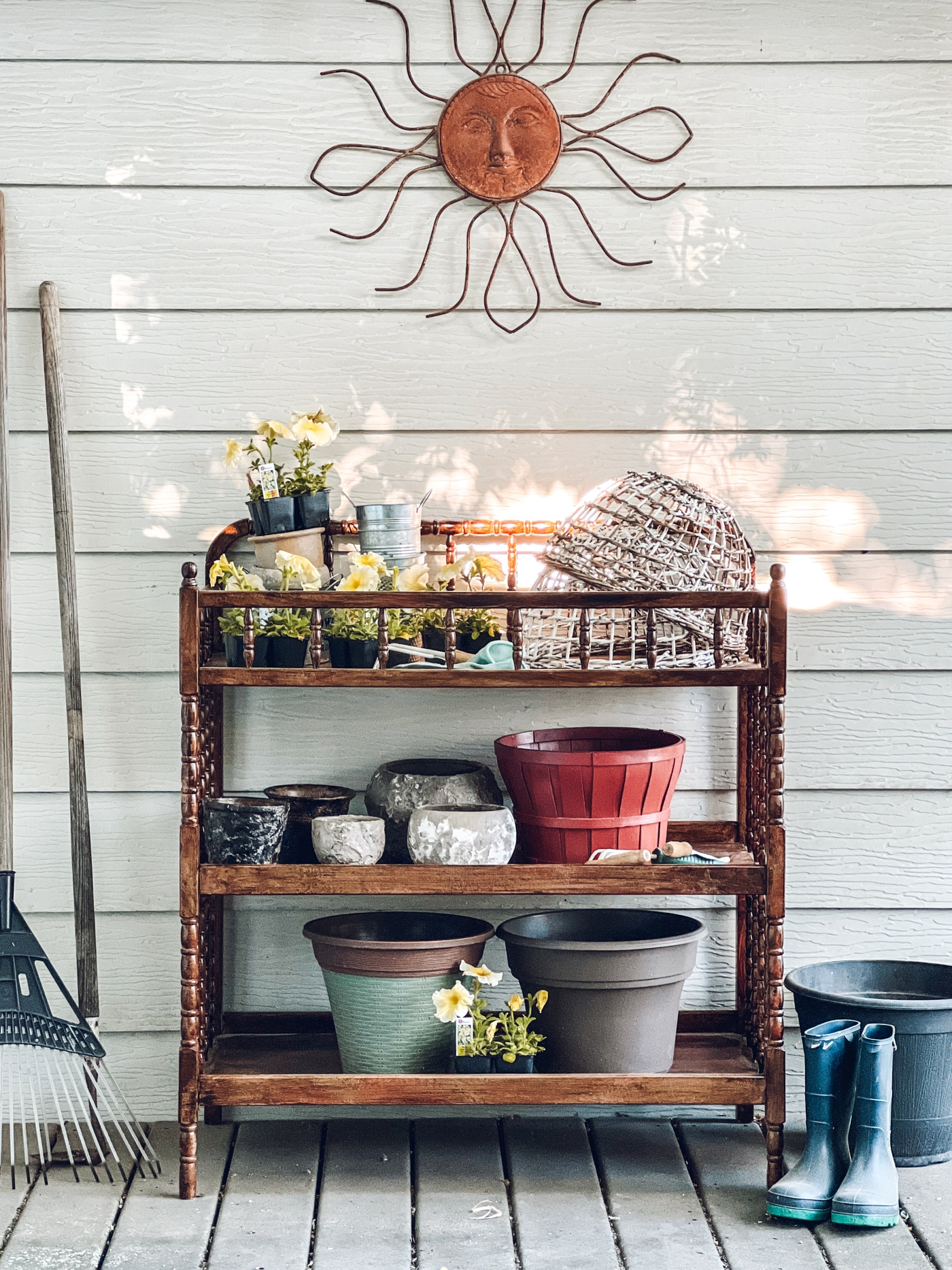 Gel Stained Potting Station / A baby Changing Table Makeover