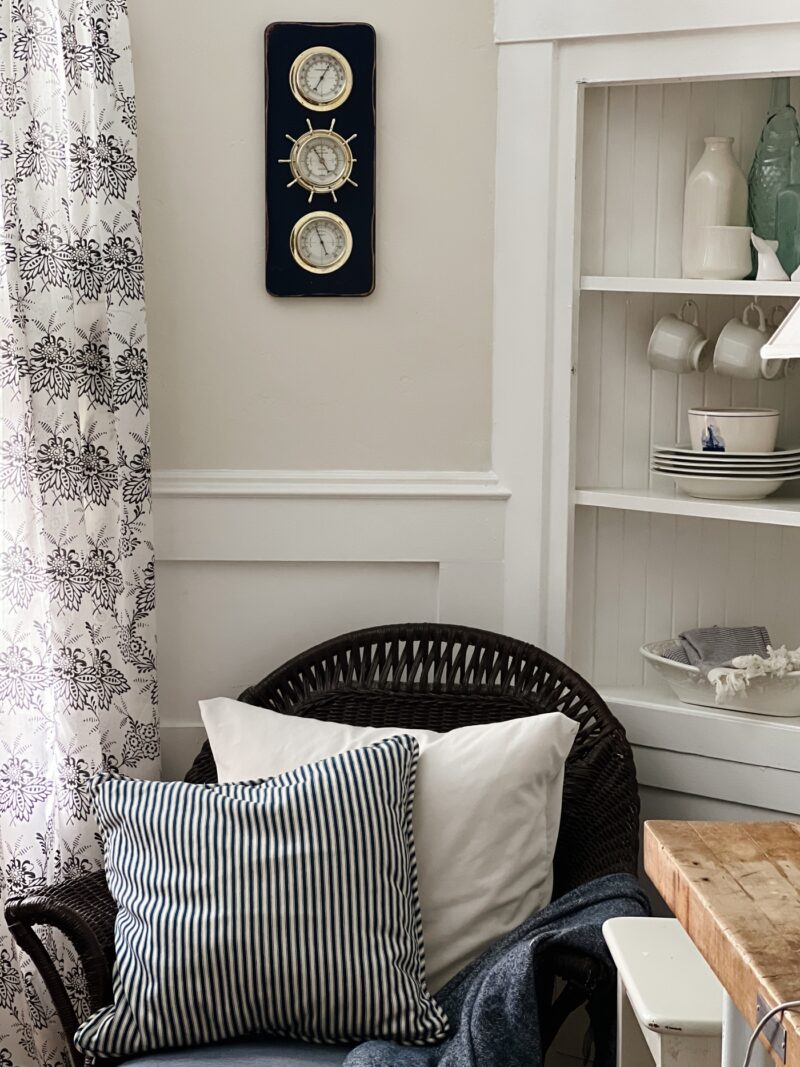 Nautical Decor in My Dining Room Corner Hutch