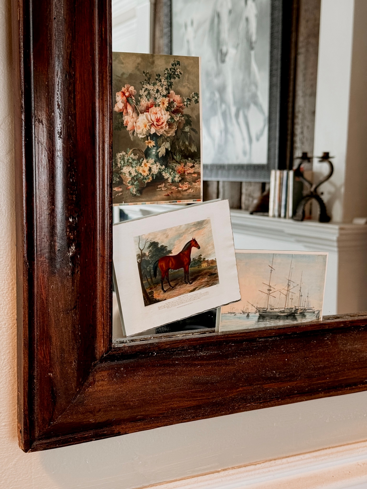 Tucked into a Mirror: A Cozy Little Art Moment
