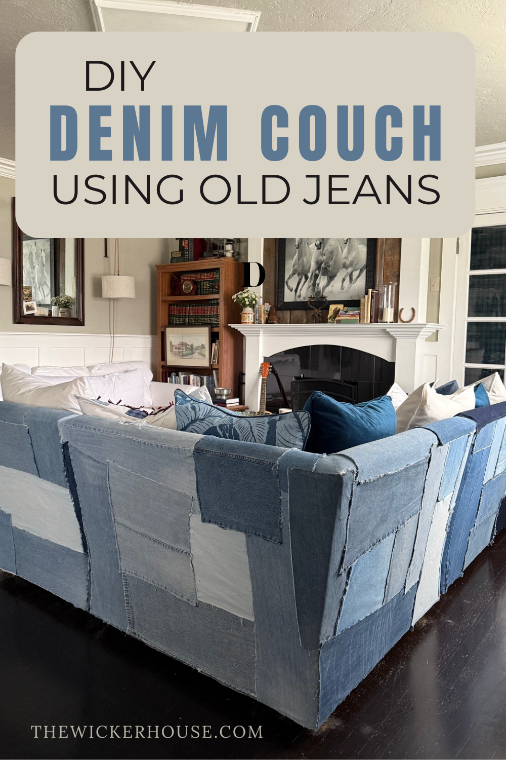 I Covered my Sectional Couch with old Denim Jeans….and I’m Obsessed!