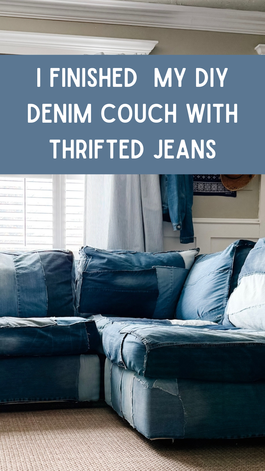 How I Finished my DIY Denim Couch with 25¢ Thrifted Jeans (Part 2)