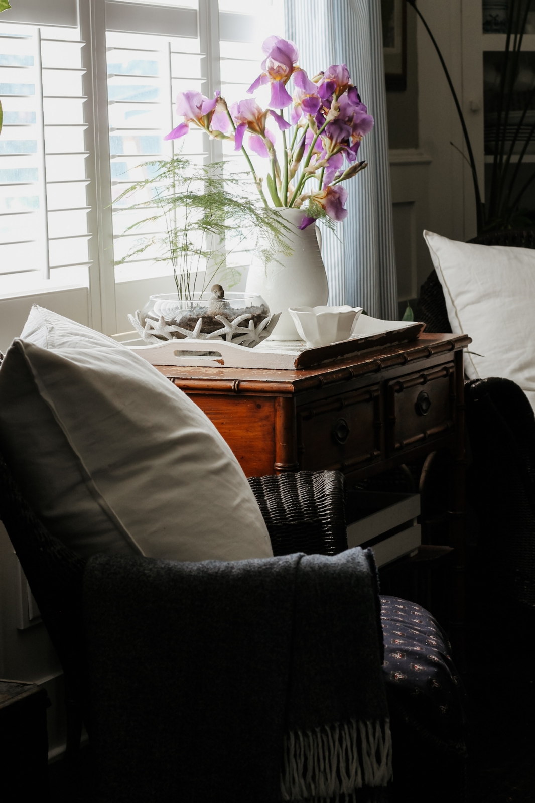Decorating with Fresh Cut Irises in the Dining Room