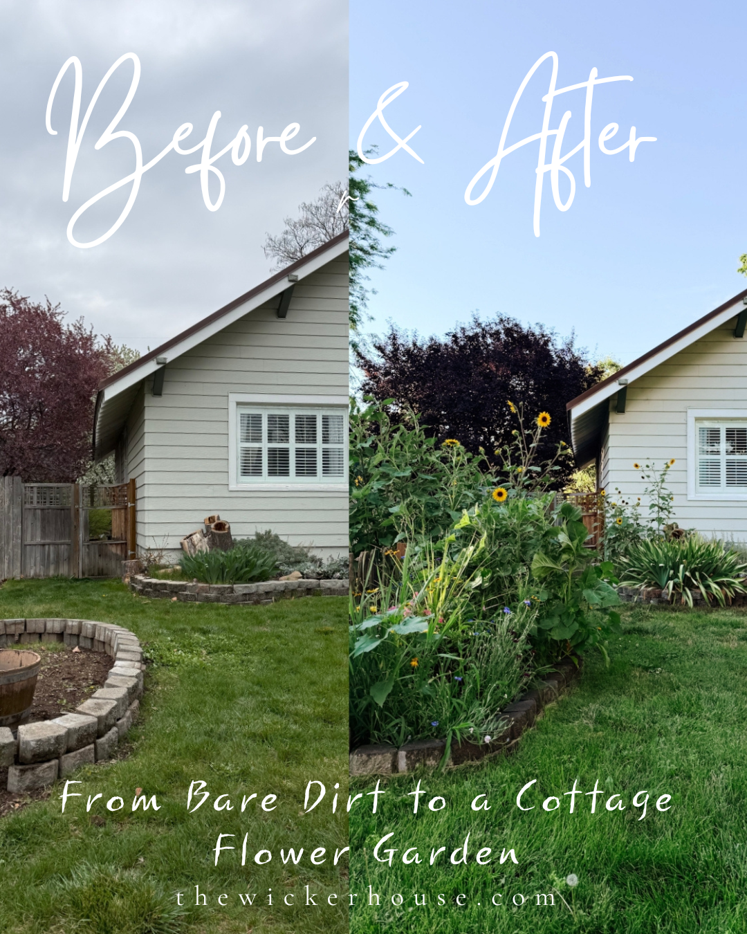 How We Turned a Bare Dirt Patch Into a Charming Cottage Flower Garden