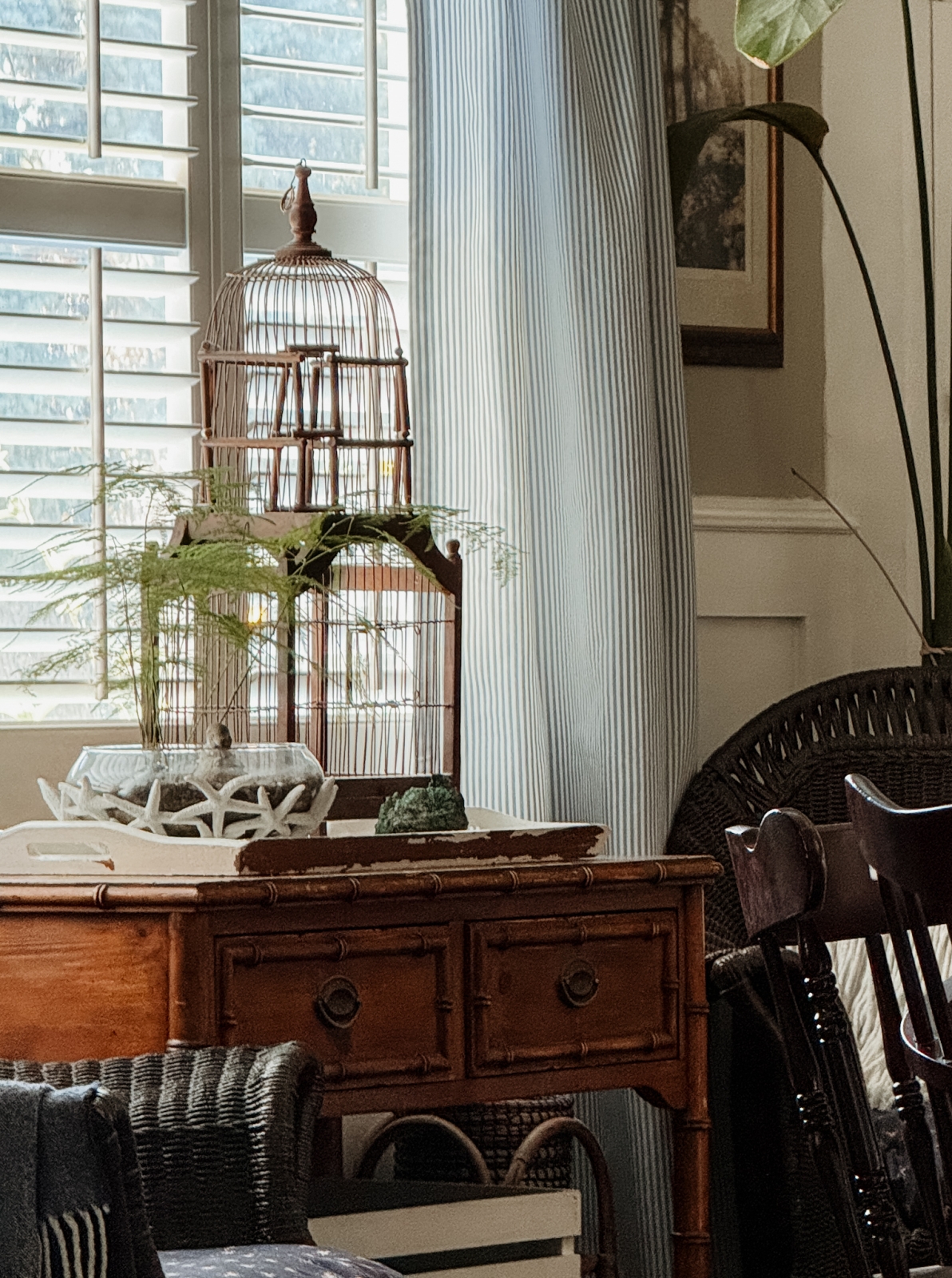 A Vintage Bird Cage Found the Perfect Spot in Our Dining Room